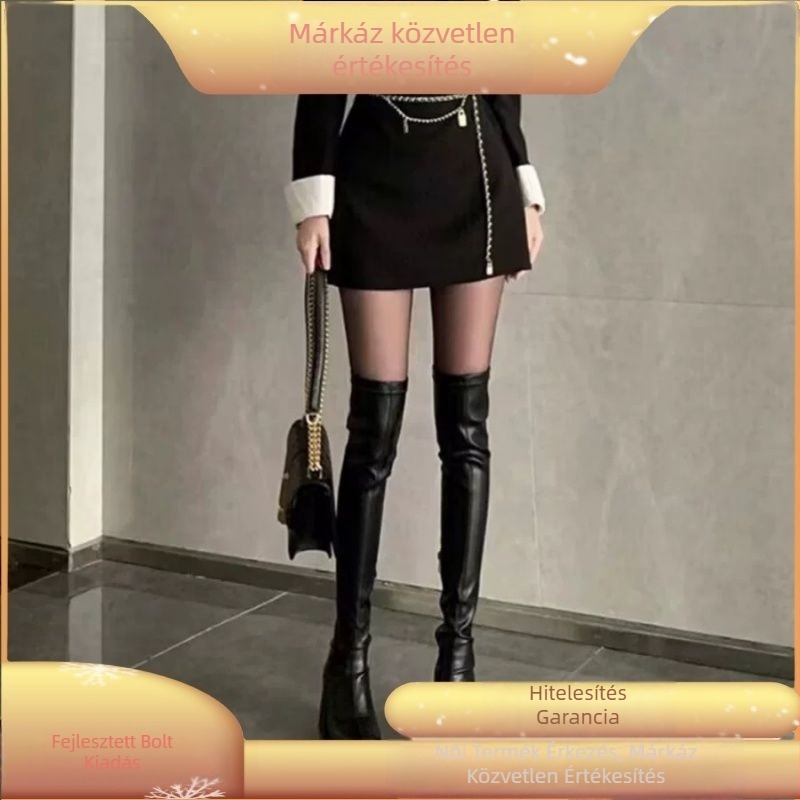 Női bojtos csizma koreai stílusban, 12 cm magasságot növelő, oldalsó cipzár, kerek orr, gumitalp.