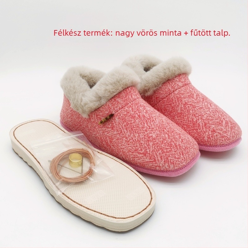 Pamut papucs anyagkészlet kézzel készíthető papucsokhoz, gumitalp, vastagított kialakítás, melegen tartó funkció, uniszex, téli viselet