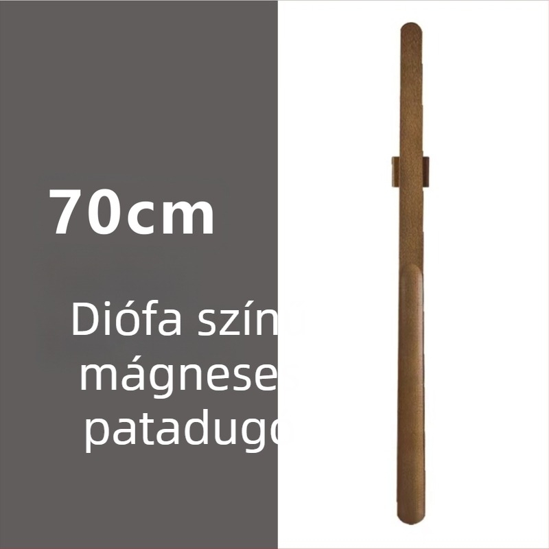 Mágneses cipőkanál hosszú fogantyúval dió színben, tömörfa, 55–70 cm – könnyű felhúzás terhes nőknek és időseknek