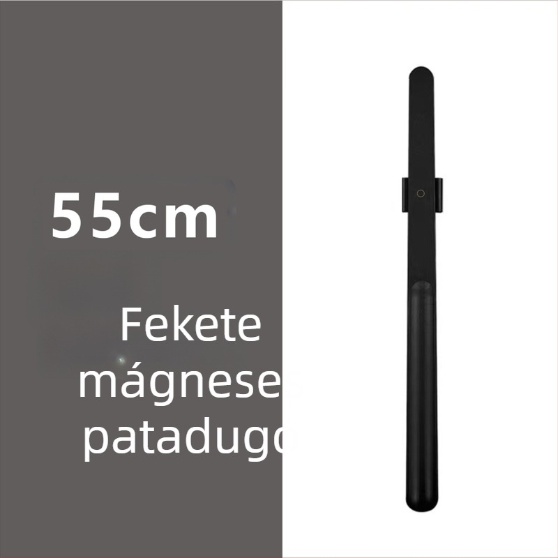 Mágneses cipőkanál hosszú fogantyúval dió színben, tömörfa, 55–70 cm – könnyű felhúzás terhes nőknek és időseknek
