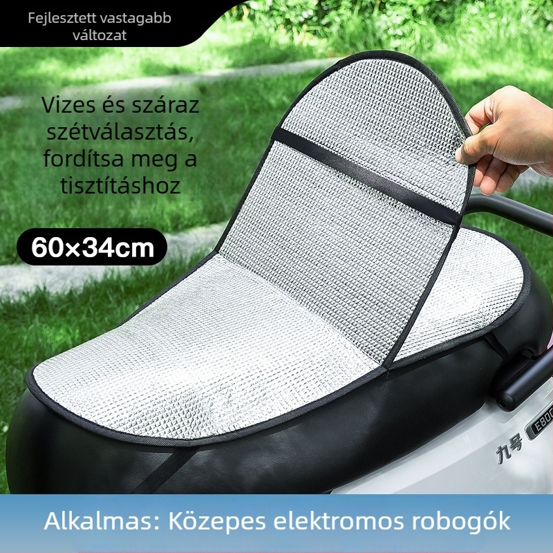 CHISHAN elektromos járművek napvédő és hőszigetelő ülőpárna — alumínium fólia; töltet nélkül; vízálló és napvédő; logóval testre szabható