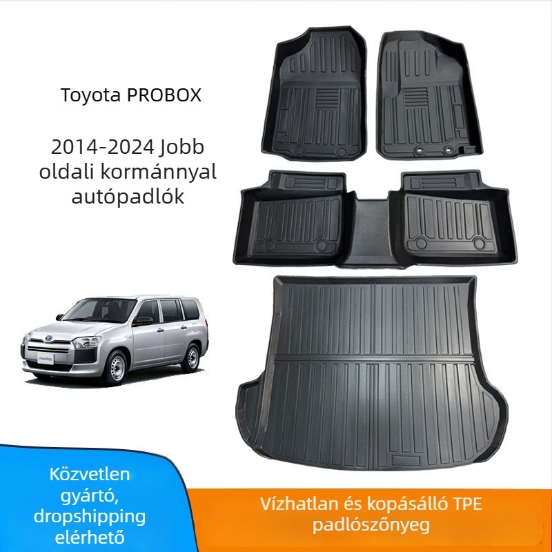 Toyota Probox gumírozott padlómat – latex talpbetétek, csomagtartó matrac logóval, testreszabható