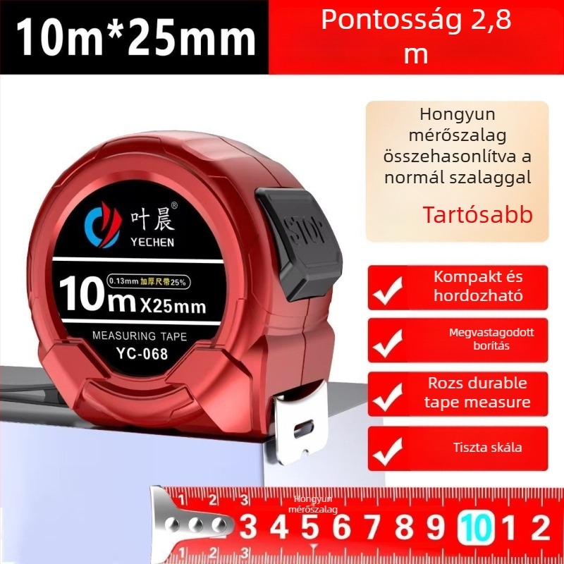 Önzáró mérőszalag, széles szalag, magas pontosság, szénacél ház