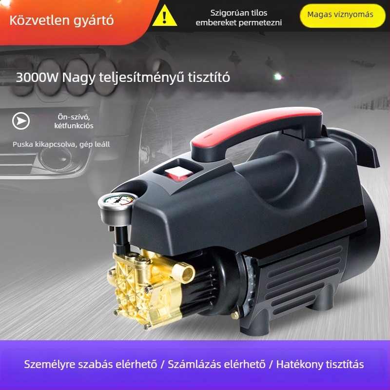 Háztartási magasnyomású autómosó - hordozható, kompakt, 033 modell, 220V, 3000W, 140 bar, 16 L/min
