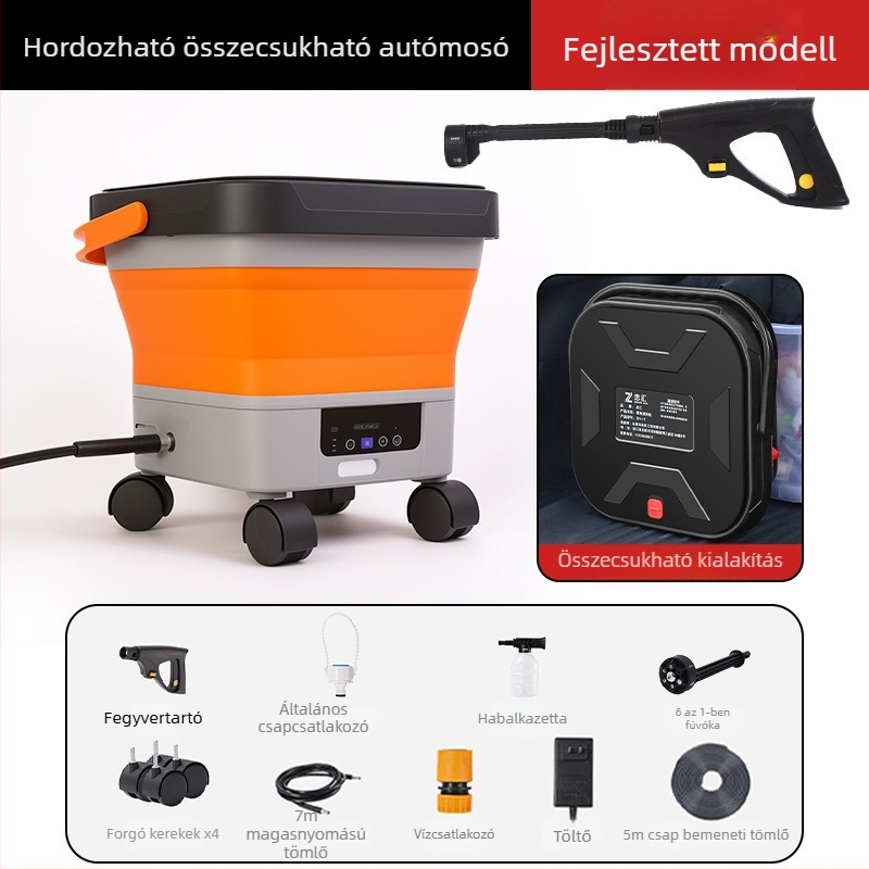 Cordiman vezeték nélküli magasnyomású autómosó készülék, összecsukható és hordozható, max. 30 bar, áramlás 4 L/min, 24 V Li-ion akkumulátor, tömeg 2,4 kg