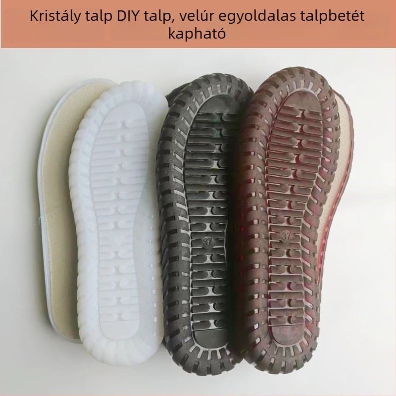 Kézzel horgolt papucs kristálytalppal – csúszásmentes, kopásálló, uniszex