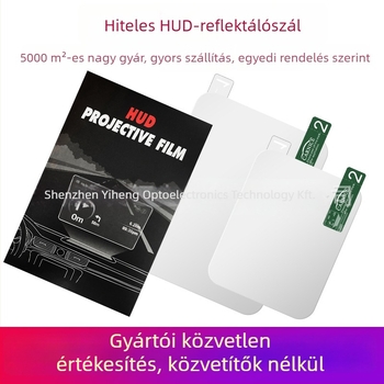 HUD kijelző film autó navigációhoz - univerzális, PET nagy fényvisszaverő film, 0,3 mm vastagság, fényáteresztés 55%, AB ragasztó