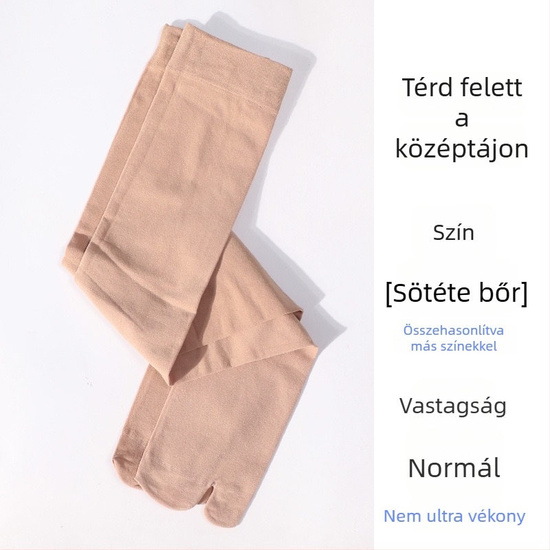 Kétujjas női nylon zokni, magas szárú, anti-frikció, 80–90% nylon, egynyeles kötés, 144 öltés, minden évszakra