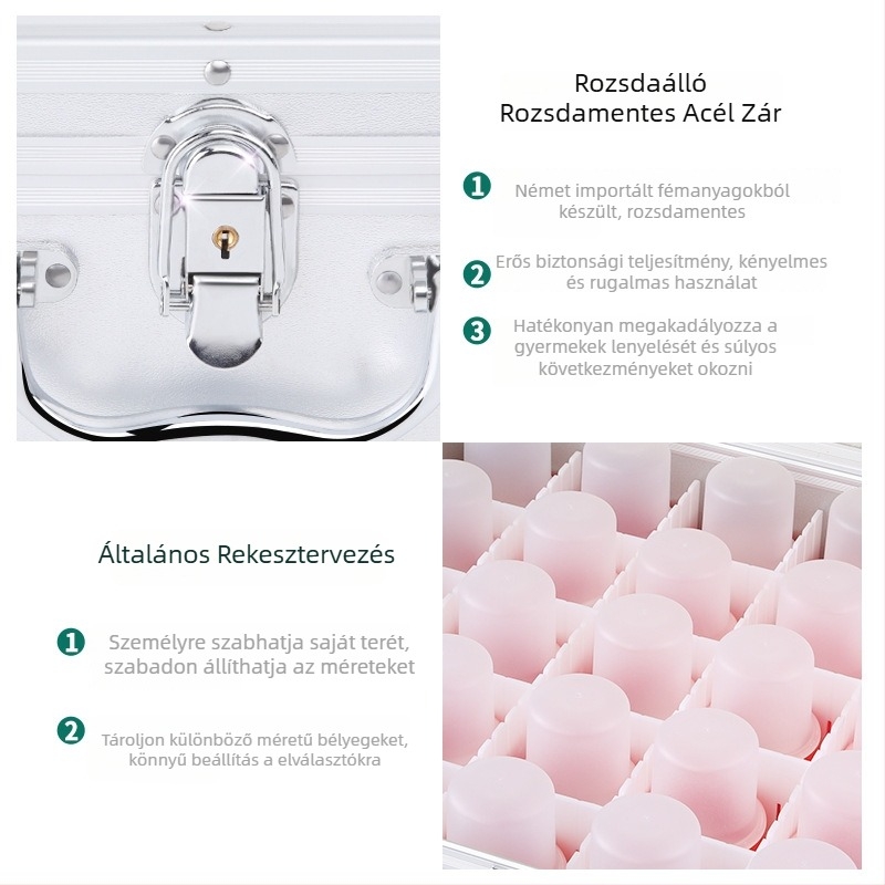 Zárható alumínium ötvözet pecsét-doboza – hivatalos és banki pecsétek tárolására