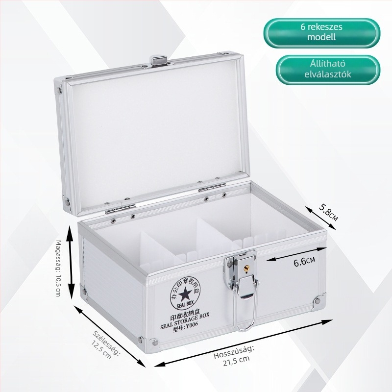 Zárható alumínium ötvözet pecsét-doboza – hivatalos és banki pecsétek tárolására