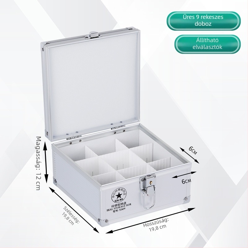 Zárható alumínium ötvözet pecsét-doboza – hivatalos és banki pecsétek tárolására