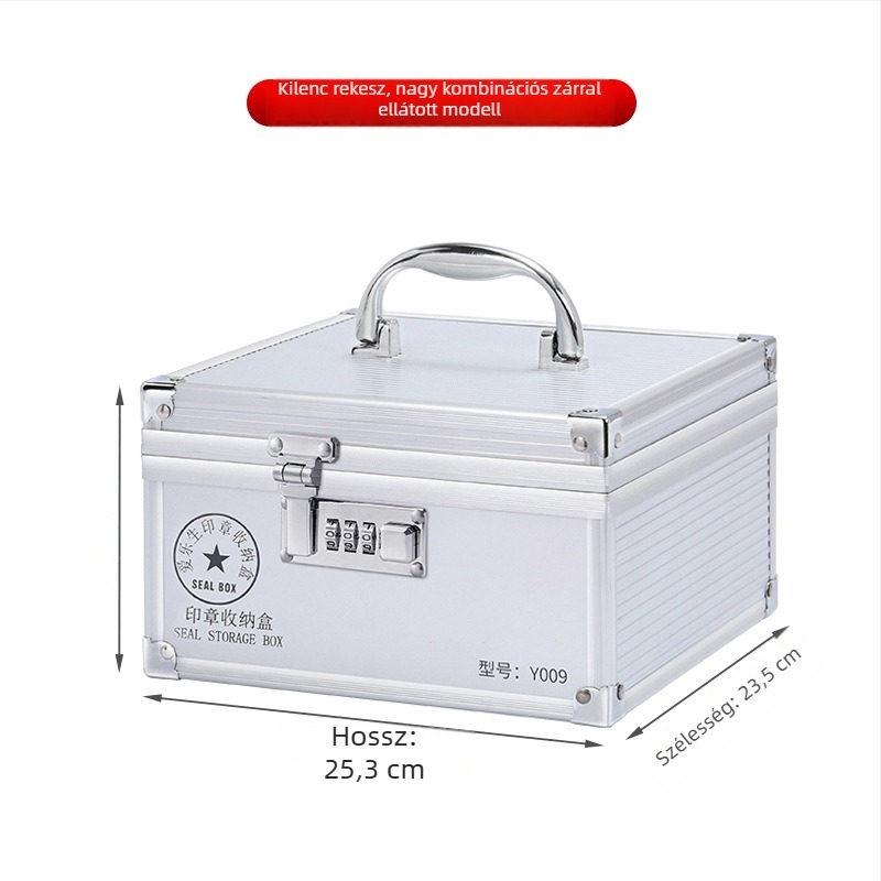 Zárható alumínium ötvözet pecsét-doboza – hivatalos és banki pecsétek tárolására