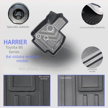 Toyota Harrier 80-as sorozat autópadló-matrák, LHD/RHD, TPE gumi, vízálló, szagtalan, logóval