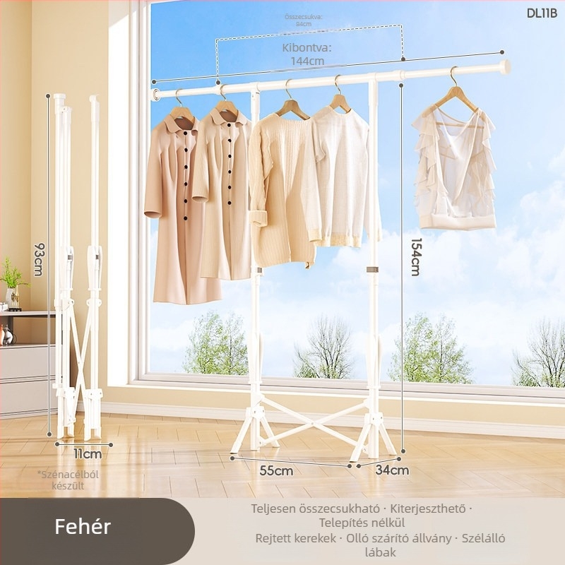 Padlón álló ruhaszárító, mobil, egykarú, szénacélból, DL11 modell, modern minimalista stílus