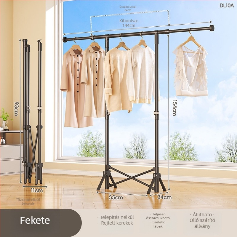 Padlón álló ruhaszárító, mobil, egykarú, szénacélból, DL11 modell, modern minimalista stílus