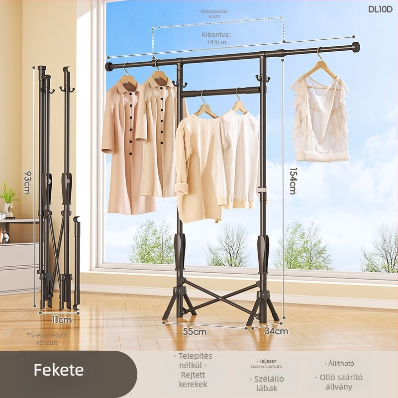 Padlón álló ruhaszárító, mobil, egykarú, szénacélból, DL11 modell, modern minimalista stílus