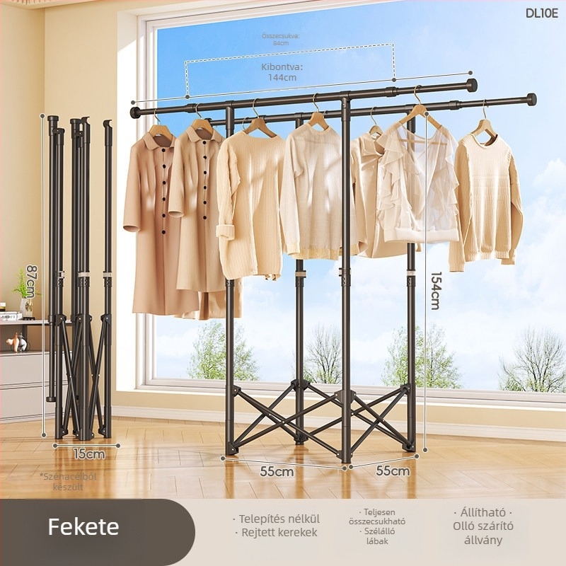 Padlón álló ruhaszárító, mobil, egykarú, szénacélból, DL11 modell, modern minimalista stílus