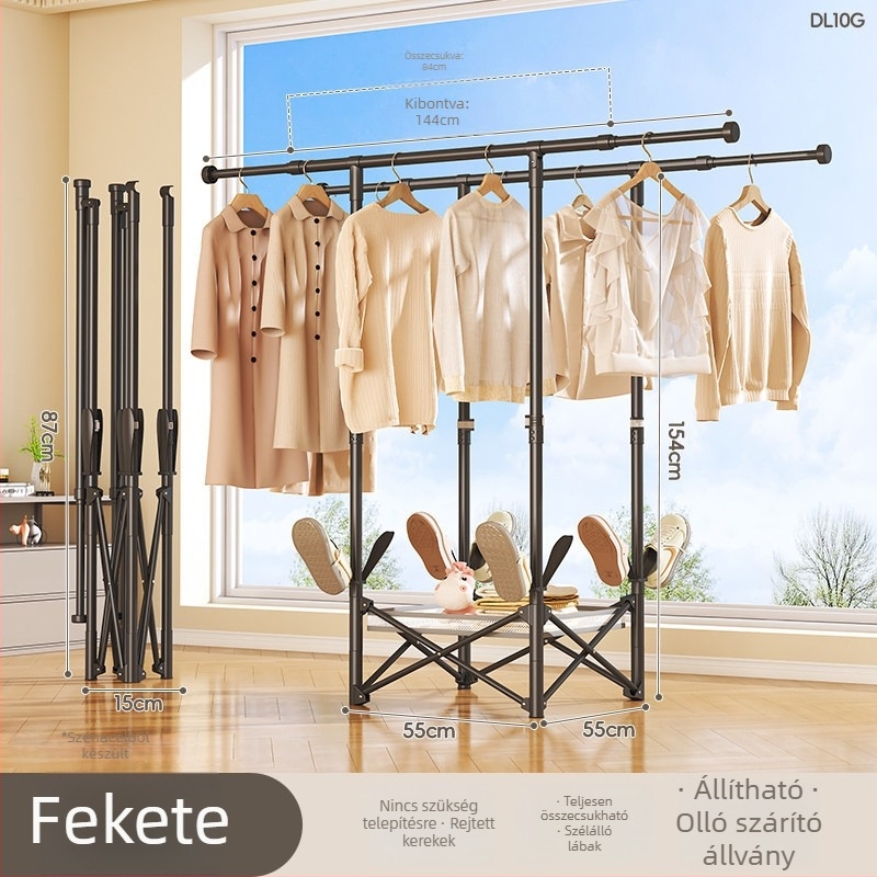 Padlón álló ruhaszárító, mobil, egykarú, szénacélból, DL11 modell, modern minimalista stílus