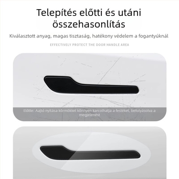 Tesla Model Y ajtófogantyúkat védő testmatrica — TPU, geometriai minta, ragasztásos felhelyezés, testreszabás elérhető