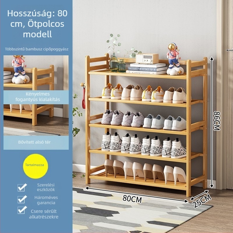 Bambusz cipőszekrény, egyszerű, többszintű, porálló, levehető és penészmentes