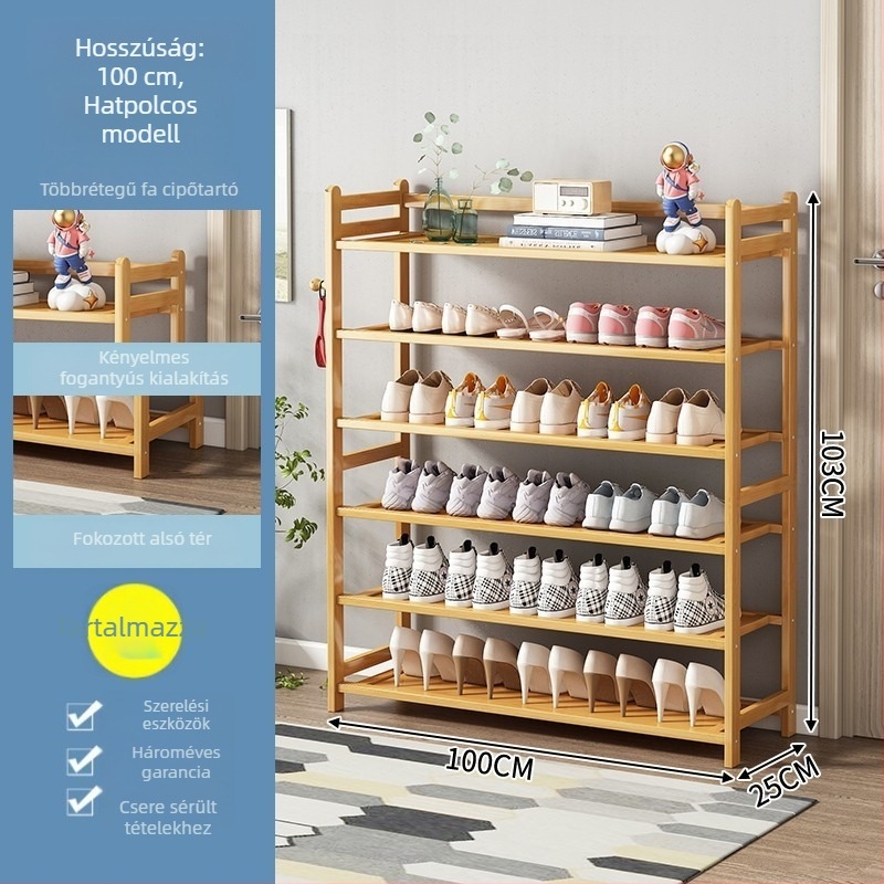 Bambusz cipőszekrény, egyszerű, többszintű, porálló, levehető és penészmentes