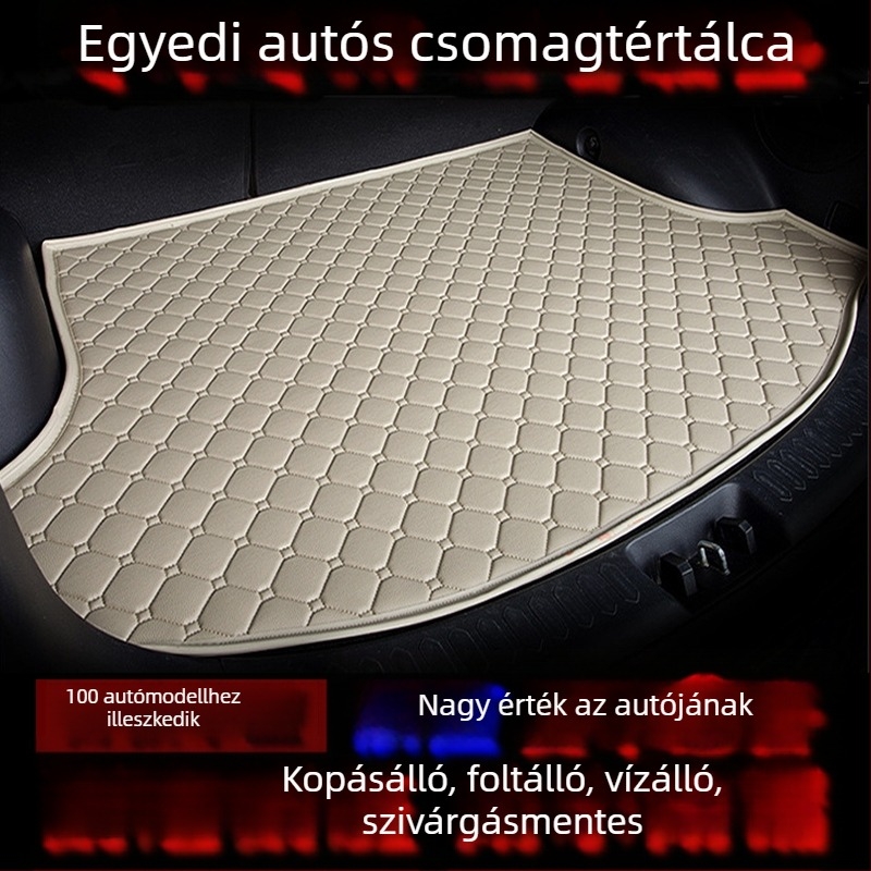 Bőr bevonat csomagtartó szőnyeg egyedi autómodellhez, gyémánt mintázattal.