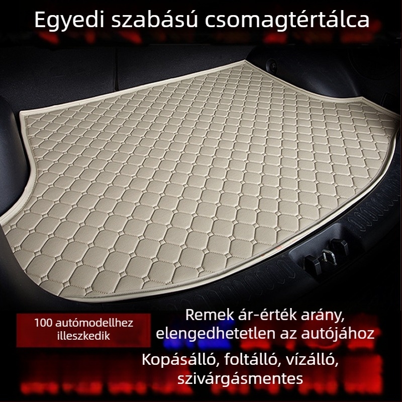 Bőr bevonat csomagtartó szőnyeg egyedi autómodellhez, gyémánt mintázattal.