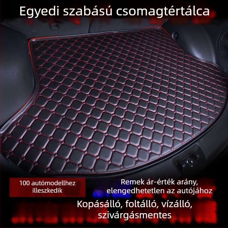 Bőr bevonat csomagtartó szőnyeg egyedi autómodellhez, gyémánt mintázattal.