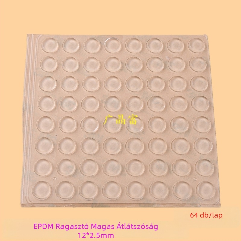EPDM átlátszó ragasztó ütéscsillapító párnák szekrényajtókhoz és ablakokhoz — zajcsökkentés, ütéscsillapítás, csúszásmentes tömítés; elektronikai termékekhez, bútorokhoz, teáskészletekhez és kézművesekhez; származás: Kontinens-Kína