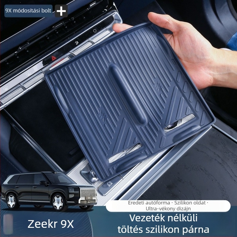 Zeekr 9X középkonzolhoz készült vezeték nélküli töltési szilikon pad, szilikon anyag, telepítés statikus ragasztóval