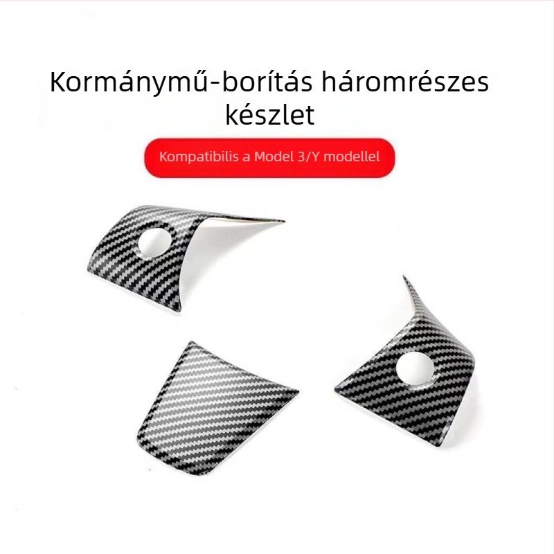 Szénrost mintázatú kormánykerék dekoratív matrica Tesla Model 3 és Model Y-höz