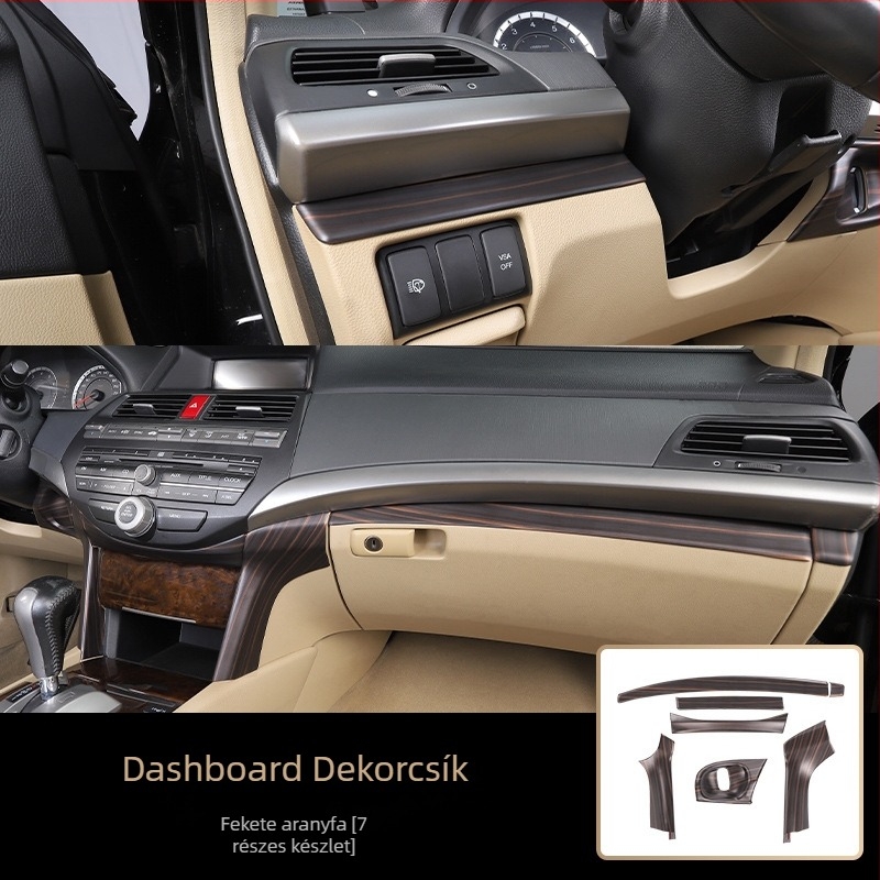 Center Console Trim Accord nyolcadik generációhoz, Auberron — műanyag, szénszálas textúra