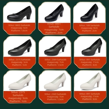 Női munkacipő, kerek orrú, PU felsőrész, platformos, 6–8 cm vastag sarok, belső mikro-szálas bélés