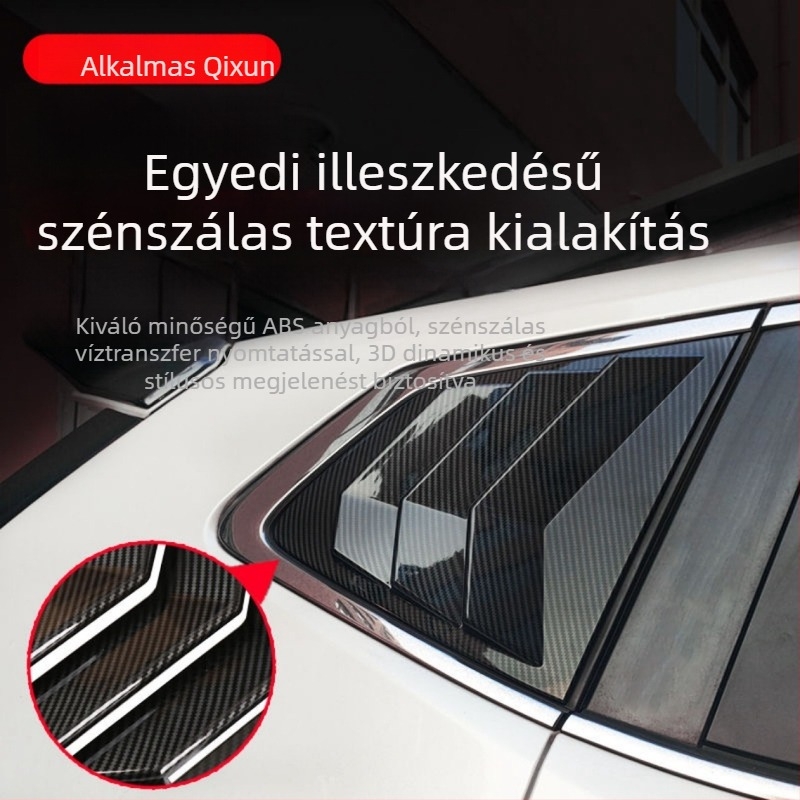 Fekete dekoratív háromszög ablakredőny matricák Nissan X-Trail hátsó ablakaihoz (2014–2021)