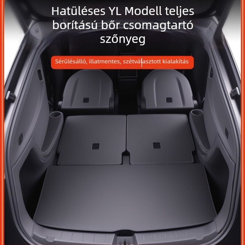 Tesla Model Y csomagtartó szőnyegek – Napa bőr, első és hátsó, belső kiegészítők