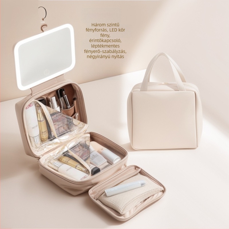 Utazási kozmetikai táska USB porttal, vízálló, száraz–nedves szétválasztás, bővítés, PU anyag