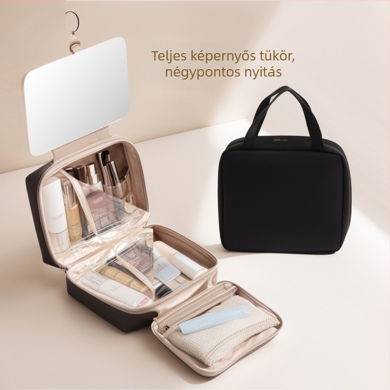 Utazási kozmetikai táska USB porttal, vízálló, száraz–nedves szétválasztás, bővítés, PU anyag