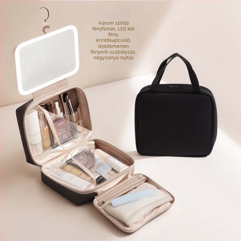 Utazási kozmetikai táska USB porttal, vízálló, száraz–nedves szétválasztás, bővítés, PU anyag