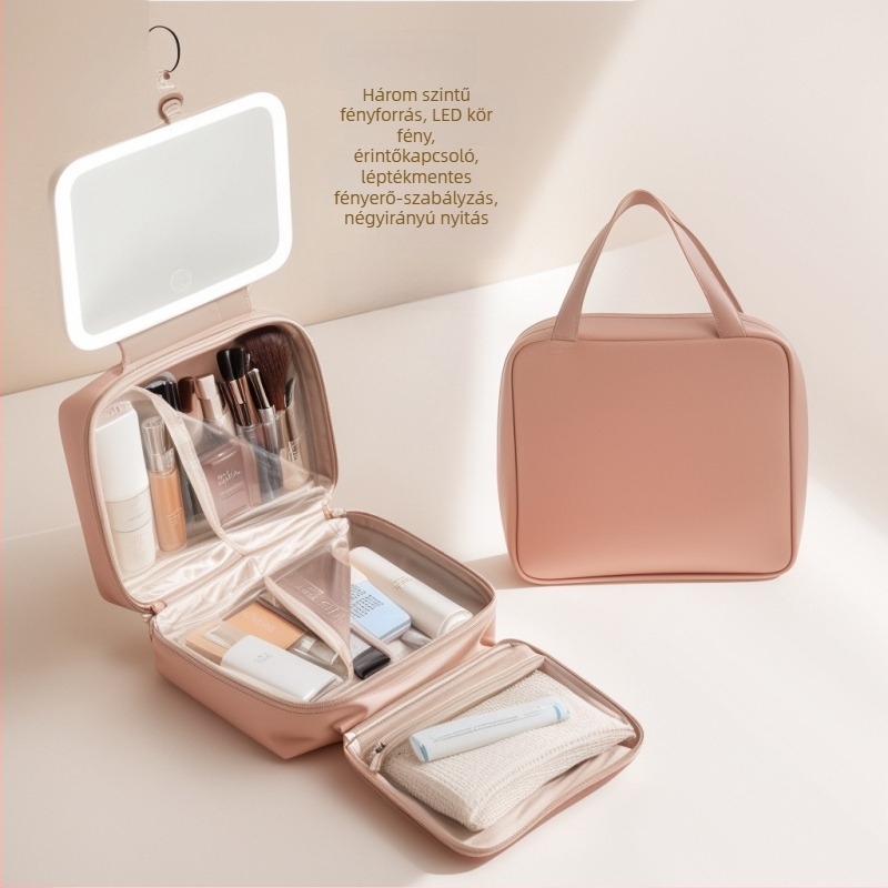 Utazási kozmetikai táska USB porttal, vízálló, száraz–nedves szétválasztás, bővítés, PU anyag