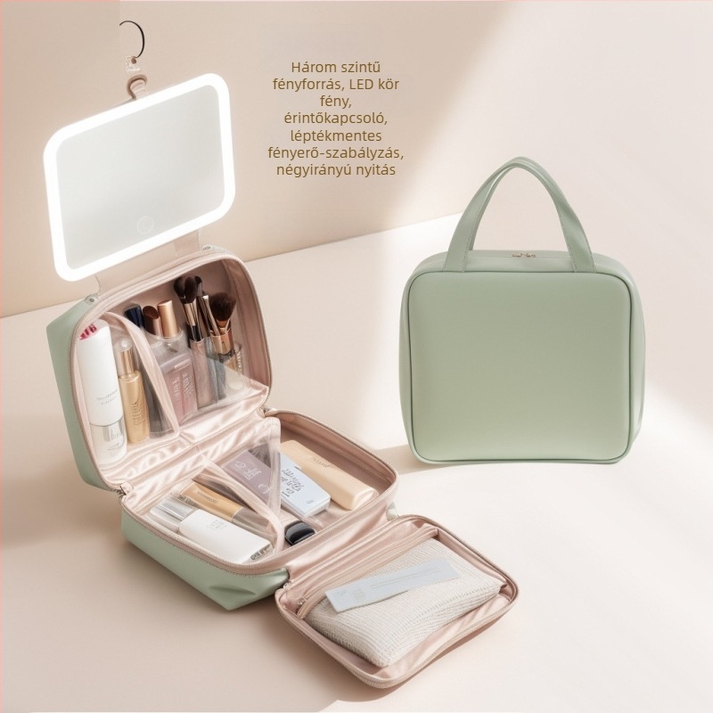 Utazási kozmetikai táska USB porttal, vízálló, száraz–nedves szétválasztás, bővítés, PU anyag