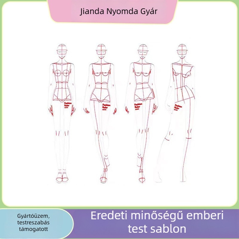 PVC modell vonalzó divattervezéshez — humanoid alak sablon a ruhatervezéshez, testreszabható babaminta skicc eszköz