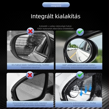 Autó hátsó nézet tükre integrált esővédő kis kör alakú tükörrel (Kanat, Anyag ABS + Üveg)