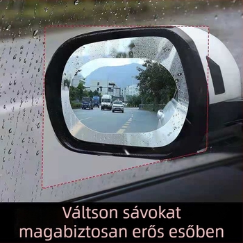 Autó hátsó nézet tükör esővédő film PET anyagból, permetező ragasztóval, modell 001, formák kerek/ovális/négyzetes