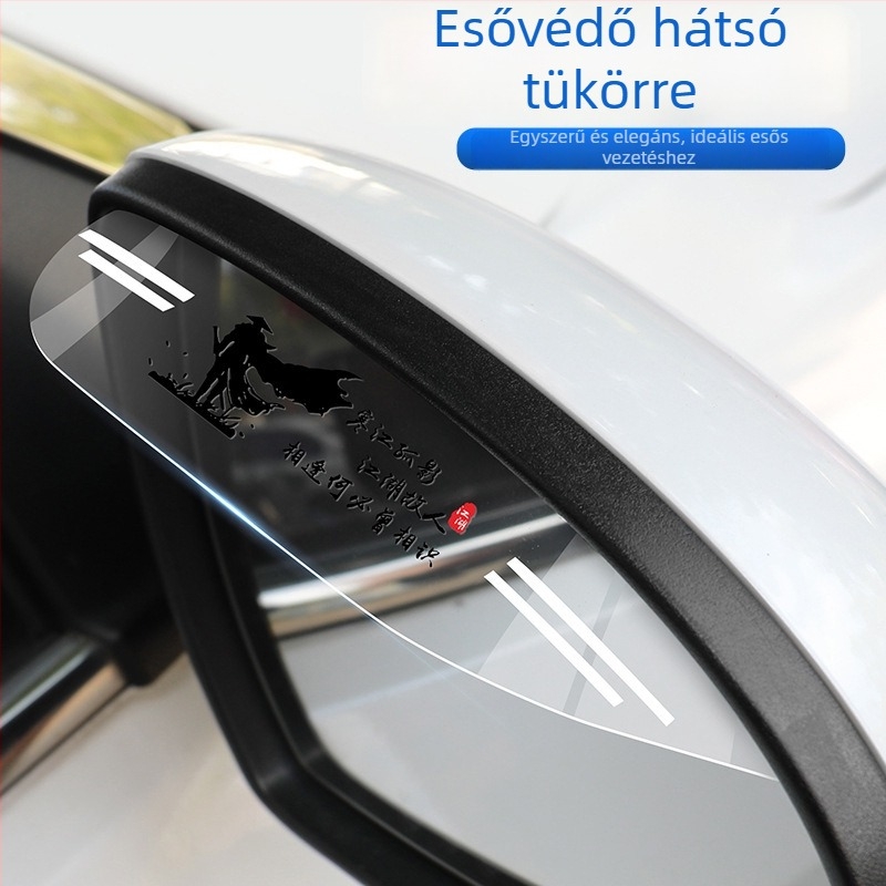 Átlátszó esővédő sáv a hátsó tükörhöz — akril, kétoldalú ragasztó, testreszabható, univerzális