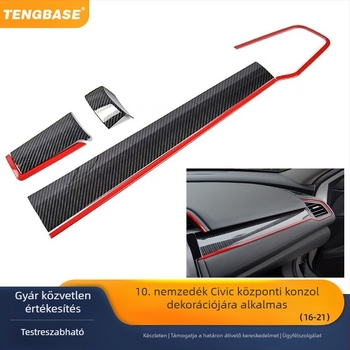 Központi konzol légáramló dekor panel – ABS, szénszálas hatás, kompatibilis Honda Civic 2016–2021, a 10. generáció