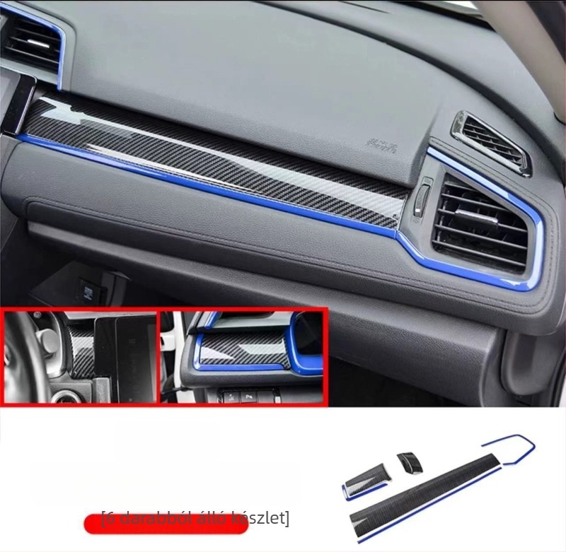 Központi konzol légáramló dekor panel – ABS, szénszálas hatás, kompatibilis Honda Civic 2016–2021, a 10. generáció