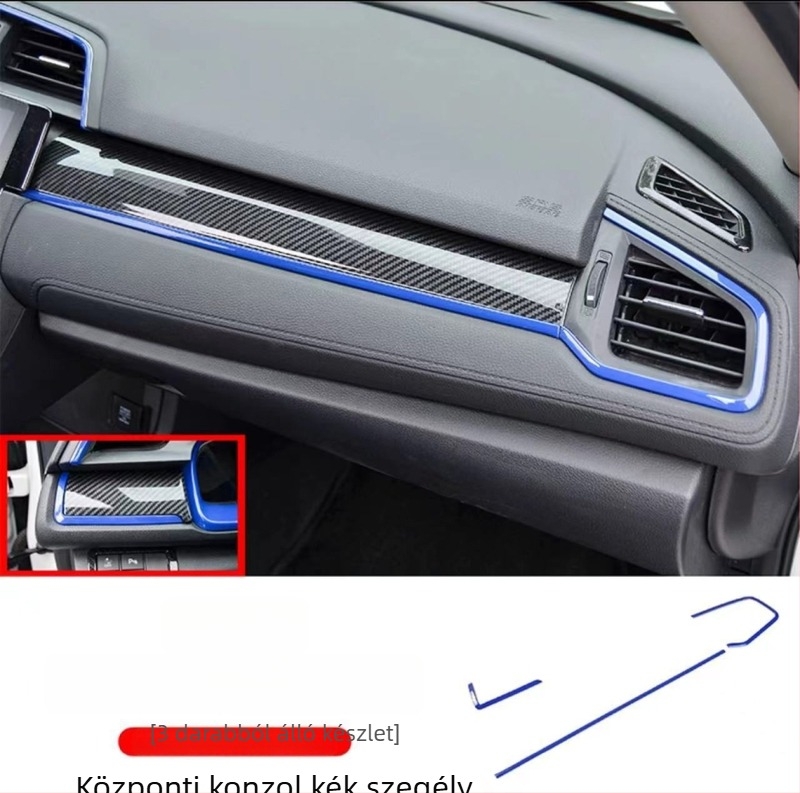 Központi konzol légáramló dekor panel – ABS, szénszálas hatás, kompatibilis Honda Civic 2016–2021, a 10. generáció