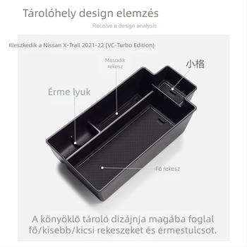 Nissan Qijun központi kartámasz belső tároló, műanyagból, vízálló, testreszabható, fogantyúval, márka Zun rudder