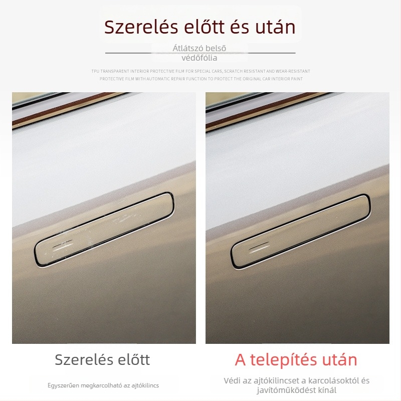 Ajtókilincs védőfólia (TPU, magas és alacsony hőmérséklet elleni ellenállás, elhelyezés: központi vezérlőpanel, univerzális kompatibilitás)