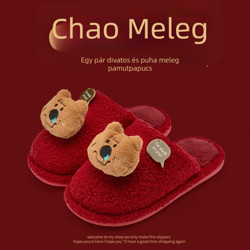 Denim felsőrésszel készült otthoni papucs, PVC talppal, meleg, Toe Cap dizájn